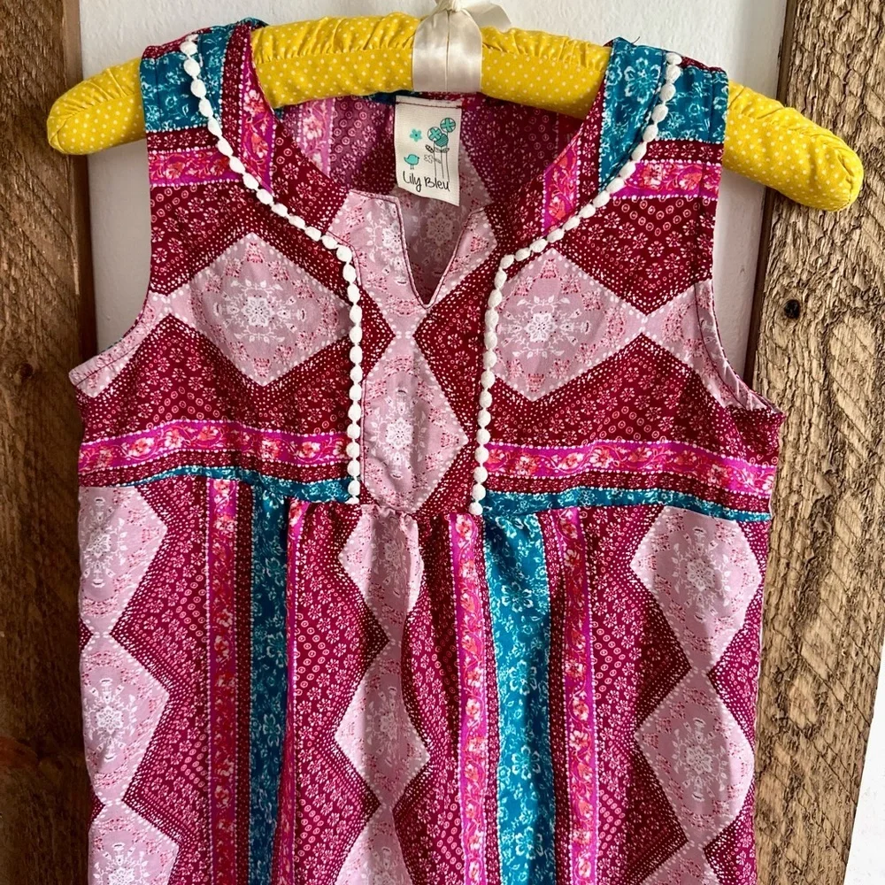 Lily Bleu Boutique Boho Sleeveless Mixed Media Tassel Girls 12 Dress - Picture 5 of 15